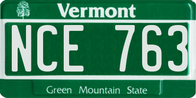 VT license plate NCE763