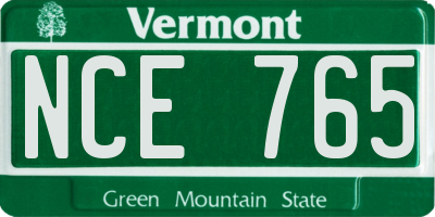 VT license plate NCE765