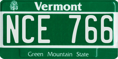 VT license plate NCE766