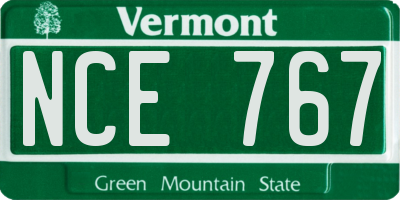 VT license plate NCE767
