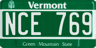 VT license plate NCE769