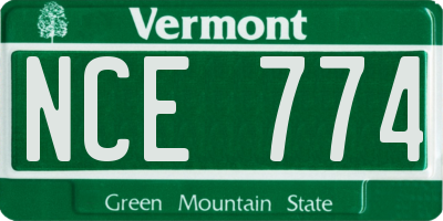 VT license plate NCE774