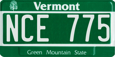 VT license plate NCE775