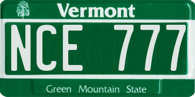 VT license plate NCE777
