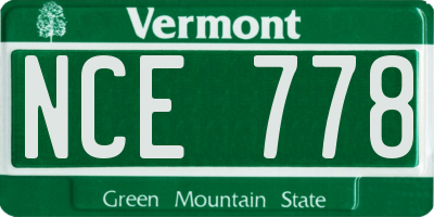 VT license plate NCE778