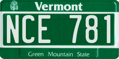 VT license plate NCE781