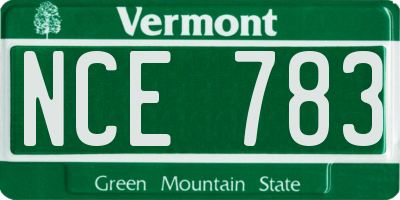 VT license plate NCE783