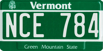 VT license plate NCE784