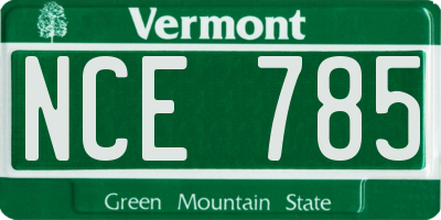 VT license plate NCE785