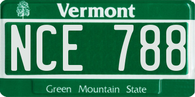 VT license plate NCE788
