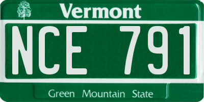 VT license plate NCE791