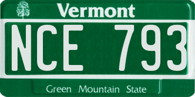 VT license plate NCE793