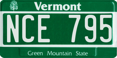 VT license plate NCE795