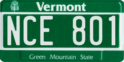 VT license plate NCE801