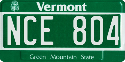 VT license plate NCE804