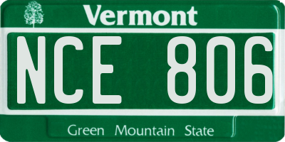 VT license plate NCE806