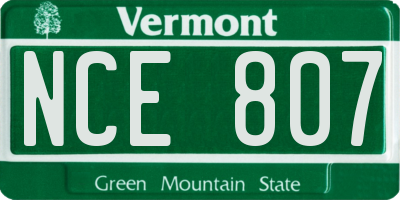 VT license plate NCE807