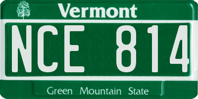 VT license plate NCE814