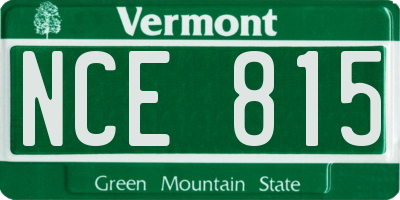 VT license plate NCE815