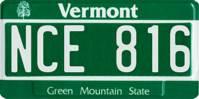 VT license plate NCE816