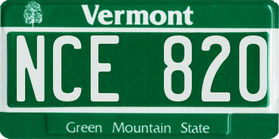 VT license plate NCE820