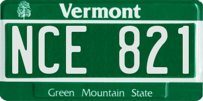 VT license plate NCE821