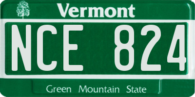 VT license plate NCE824