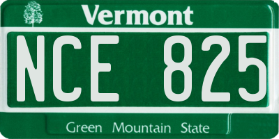 VT license plate NCE825