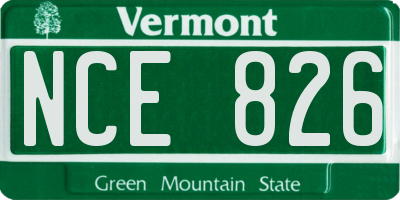 VT license plate NCE826