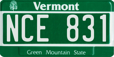 VT license plate NCE831