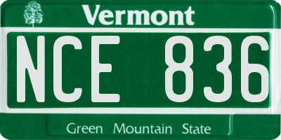 VT license plate NCE836