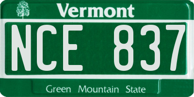 VT license plate NCE837