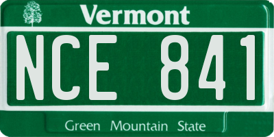 VT license plate NCE841