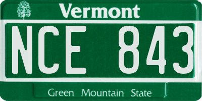 VT license plate NCE843
