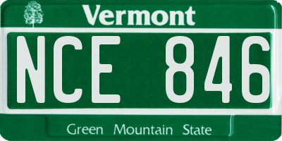 VT license plate NCE846