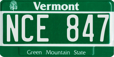 VT license plate NCE847