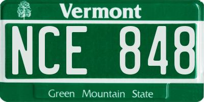 VT license plate NCE848