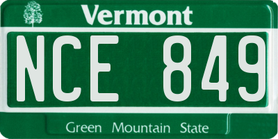 VT license plate NCE849