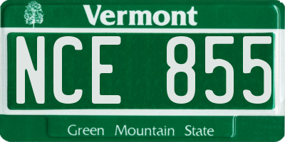 VT license plate NCE855