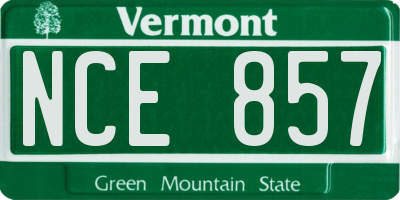 VT license plate NCE857