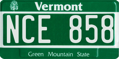 VT license plate NCE858