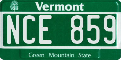 VT license plate NCE859