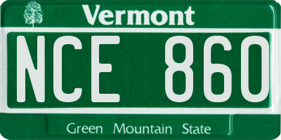 VT license plate NCE860
