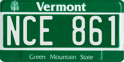 VT license plate NCE861