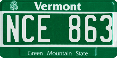 VT license plate NCE863