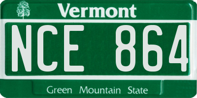 VT license plate NCE864