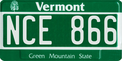 VT license plate NCE866