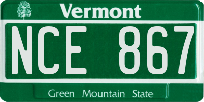 VT license plate NCE867