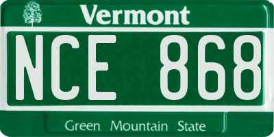 VT license plate NCE868