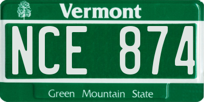 VT license plate NCE874